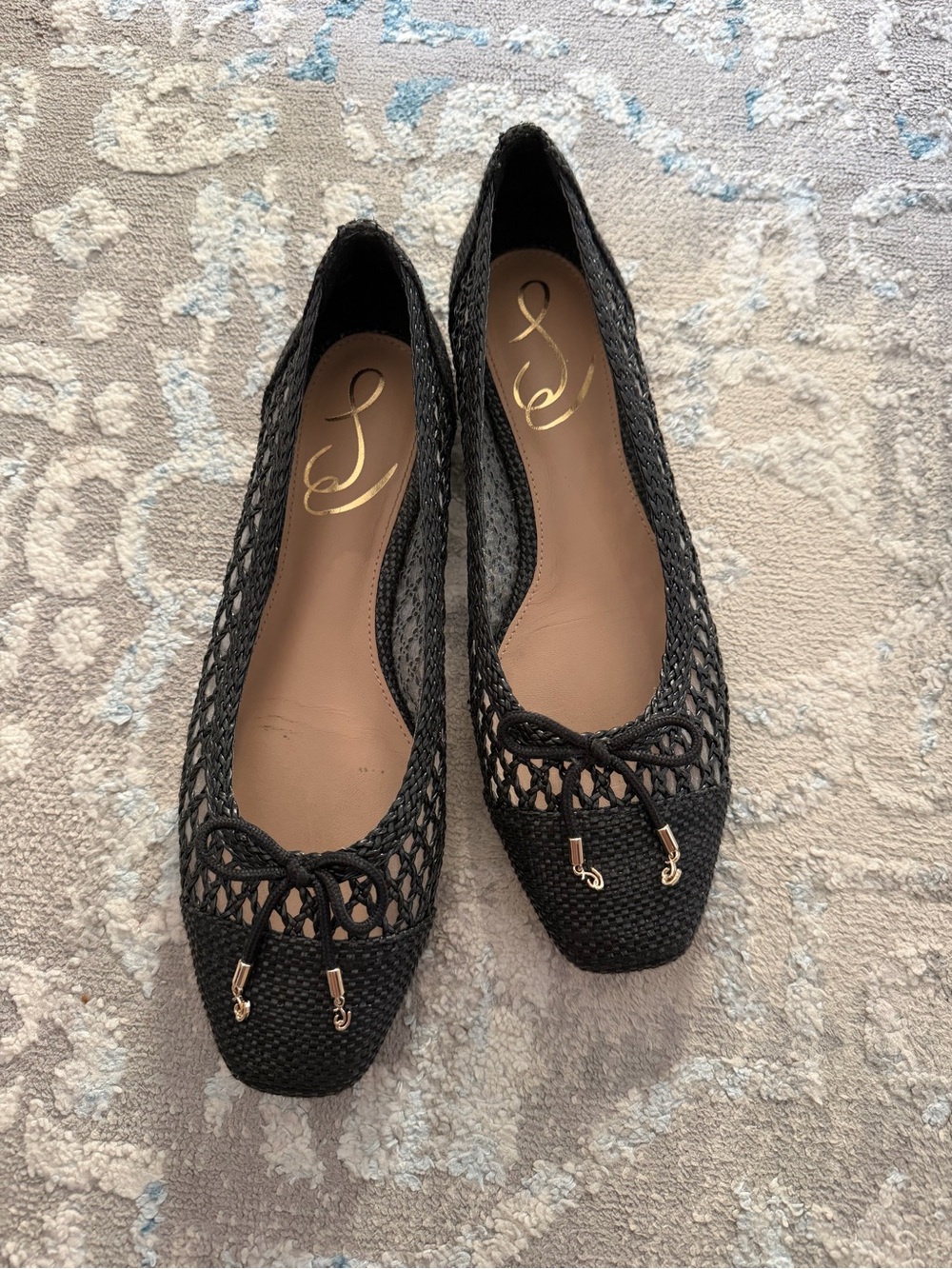 Sam Edelman Women's Black Woven Ballet Flats with Bow